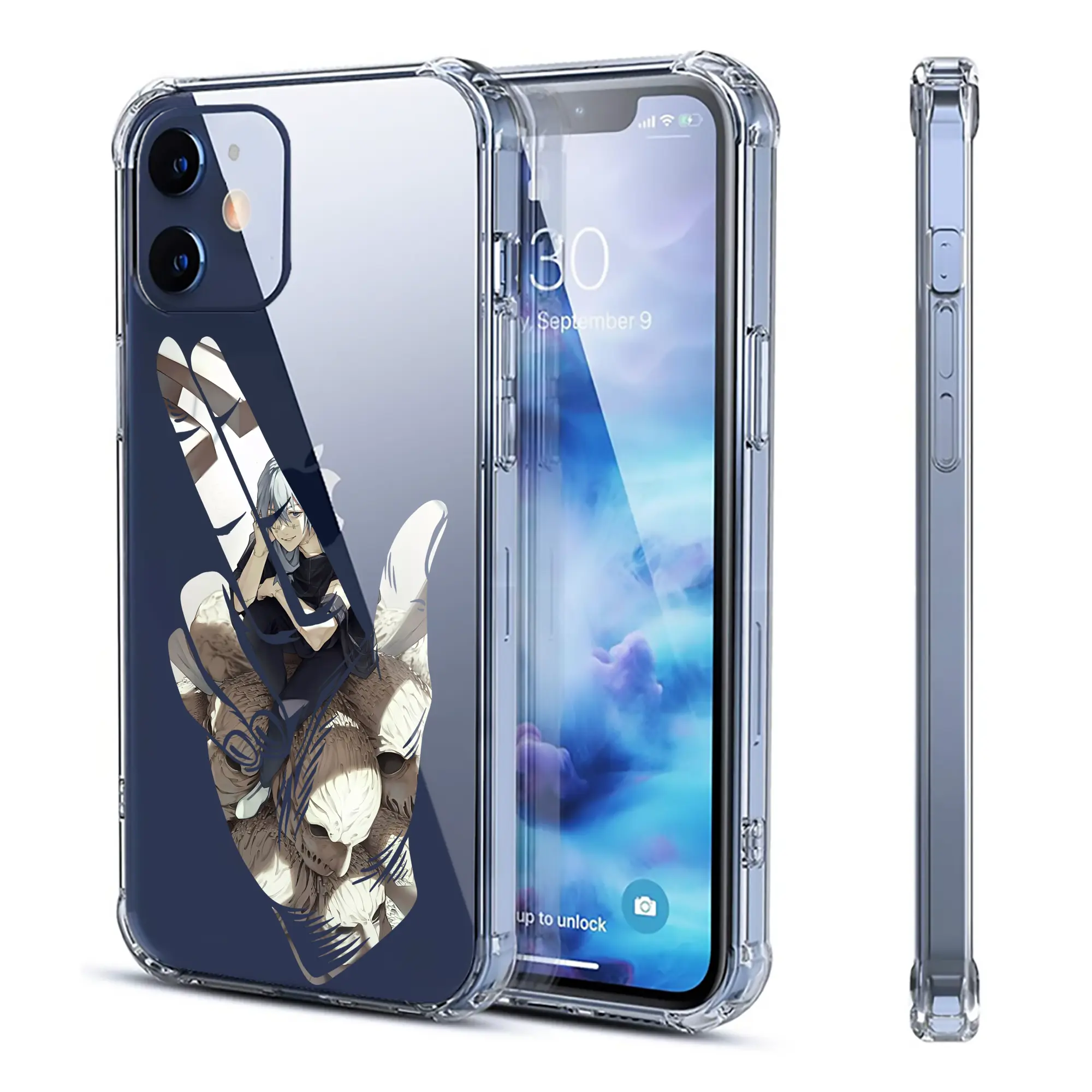 呪術廻戦 グッズ,真人 - IPhone 12シリーズ対応 ・ 透明スマホケース ・ クリアソフトケース ・ TPU素材 ・ 耐衝撃 ・ 高密着 ・ 防汚 防指紋 ・ 簡単着脱